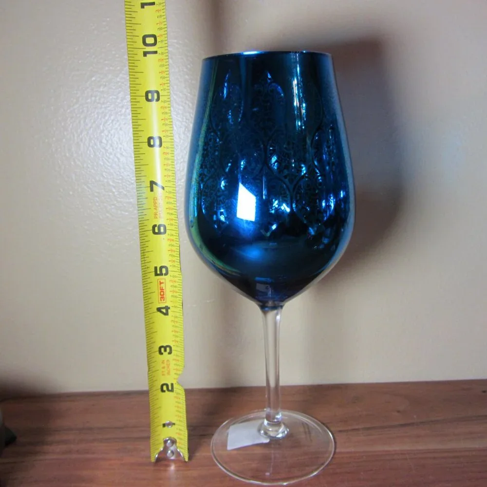 28 oz Z. Gallerie Puccini goblet wine glass peacock blue NWT (W5026)